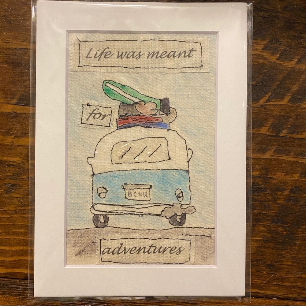 Cute Art for Traveler Free Motion Stitched 5x7”
